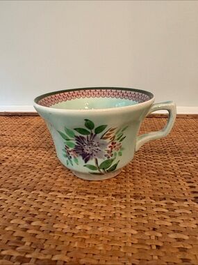Vintage Adams Calyx Ware Mandalay Hand-Painted Floral Ceramic Teacup -Mint Green